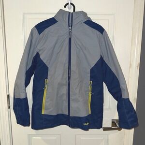 L.L. Bean Boys Youth Size Medium Gray Navy Blue‎ Zip Up Jacket 295452
